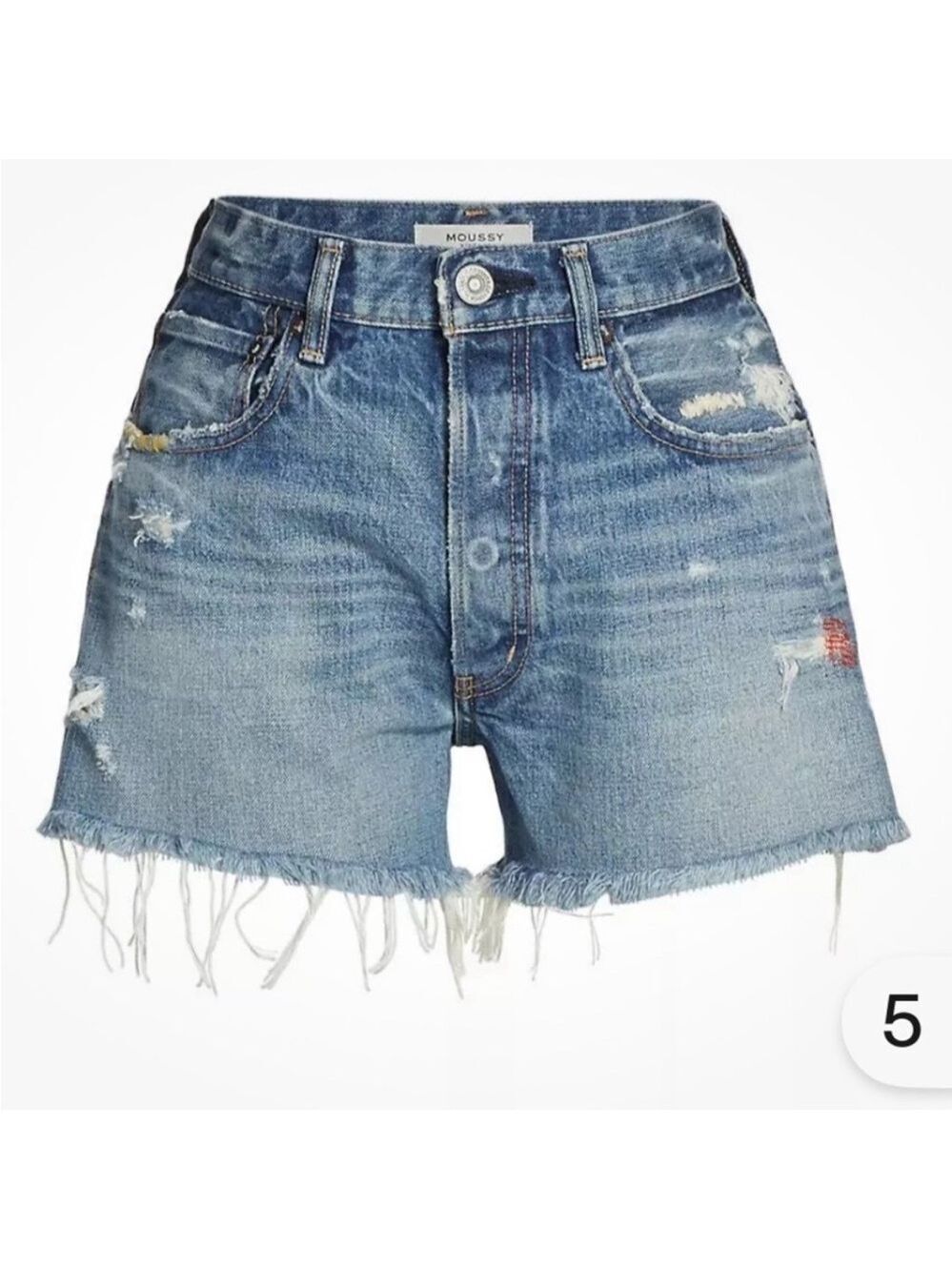 Moussy Classic Blue Distressed Jean Shorts
Size 26